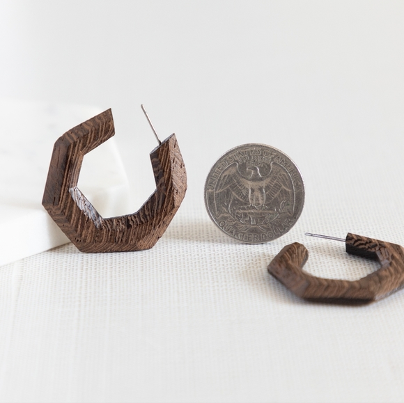 70s Inspired Wooden Hoops - Picture 7 of 7